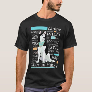Camiseta Lindo Siberiano Husky Preto e Branco