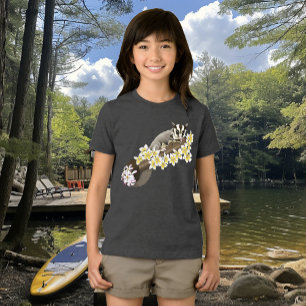 Camiseta Lindo Sugar Glider Flores Tropicais de Plumeria Az