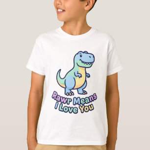 Camiseta Lindo T-Rex Pastel Fofo Dinossauro Rawr Significa