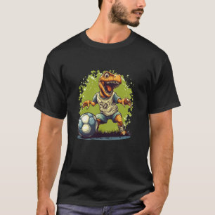 Camiseta Lindo Traje de Dinossauro Jogador de Futebol para