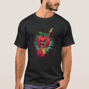 Camiseta Lindo Traje de Maçã de Rock com Lindo Violão para