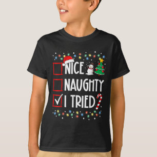 Camiseta Lindo Travesso Eu Tentei Lista de Natal Fantasia d