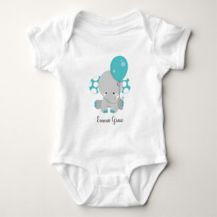 Camiseta Lindo Tutu Monograma de Elefante Azul-Bebê Menina
