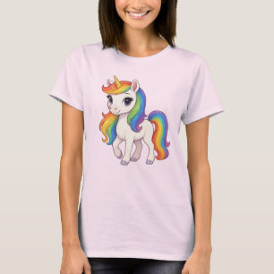 Camiseta Lindo unicórnio arco-íris colorido