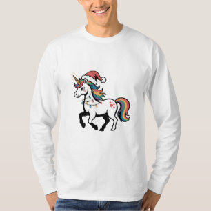 Camiseta Lindo Unicórnio Cervo Rena Luzes de Natal Engraçad