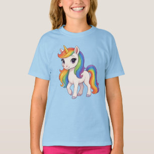 Camiseta Lindo unicórnio colorido do arco-íris