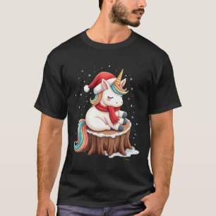 Camiseta Lindo Unicórnio com Cachecol Natal Xmas Férias T-S