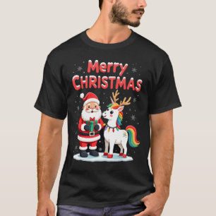 Camiseta Lindo Unicórnio Natalino Papai Noel no Unicórnio C