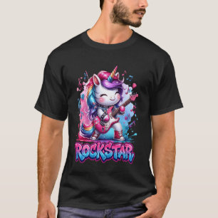 Camiseta Lindo Unicórnio Rock Star Guitarra Música Cantora