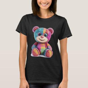Camiseta Lindo Urso de Pelúcia Vintage em Patch Work Splash