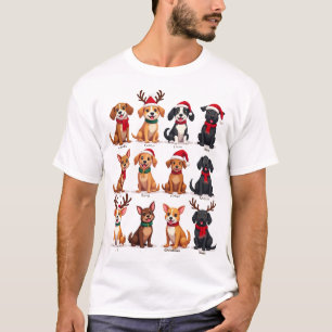 Camiseta Lindos 12 Cães Xmas Cachorros Engraçados Amantes d