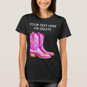 Camiseta Lindos Botins Pink Western Cowgirl Rodeio Vida de 