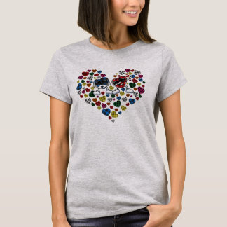 Camiseta Lindos Búfalo de Xadrez Leopardo Corações Dia dos