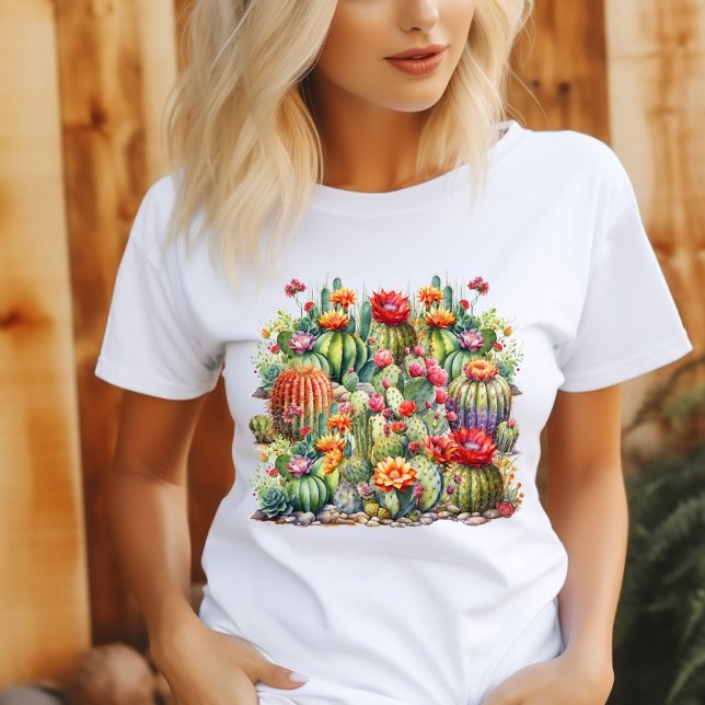 Camiseta Lindos Cactos Flores (Criador carregado)