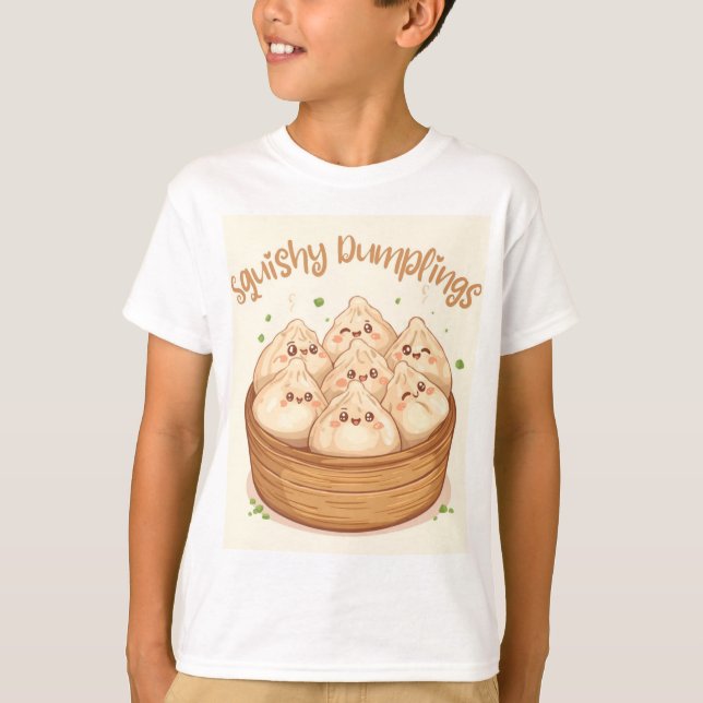Camiseta Lindos e Felizes Bolinhos de Massa para Crianças (Frente)