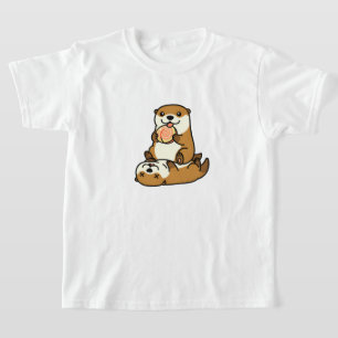 Camiseta Lindos Lontras com Arte de Animal de Desenho Anima