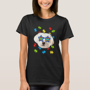 Camiseta Lindos óculos de sol de puzzle de autismo de maltê