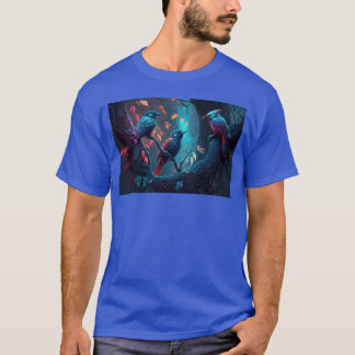 Camiseta Lindos Pássaros Coloridos Ilustração Trabalho de a
