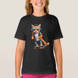 Camiseta Lindos Tabby Skateboarding Crianças