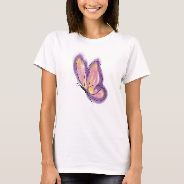 Camiseta Lineart butterfly purple yellow  (Frente)