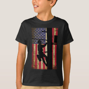 Camiseta Lineman American Flag Cable Lineman Gift