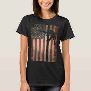 Camiseta Lineman American Flag Electric Cable