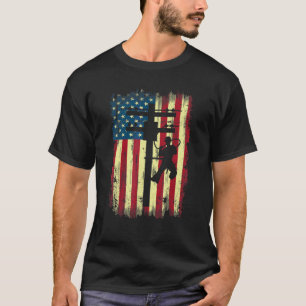 Camiseta Lineman American Flag Electric Cable Lineman