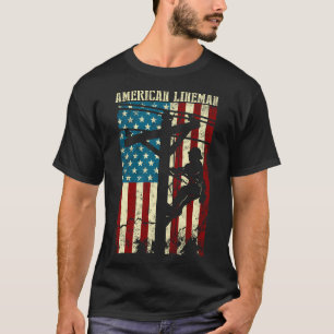 Camiseta Lineman American Flag Electric Cable Patriotic Lin