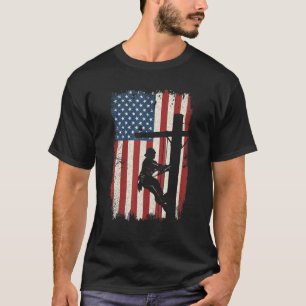 Camiseta Lineman American Flag Electric Lineworker 4th Of J