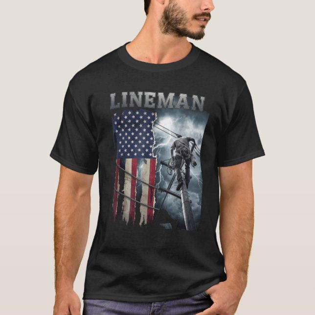 Camiseta Lineman American Flag Proud (Frente)