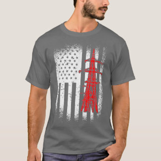 Camiseta Lineman American Flag Retro Eletro Dia do Trabalho
