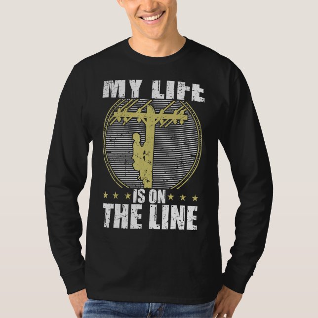 Camiseta Lineman American Power Line Electric Technician Wo (Frente)