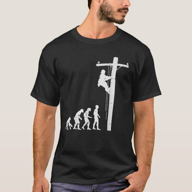 Camiseta Lineman Evolution Funny Power Electrical Electrici (Frente)