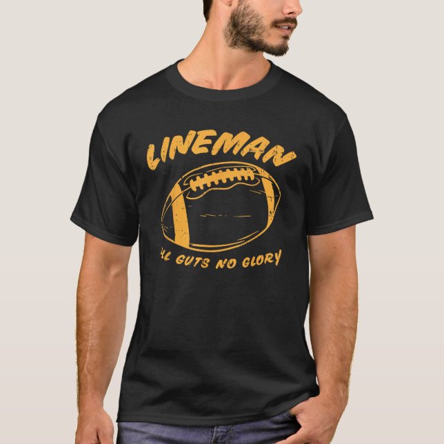 Camiseta Lineman Guts Glory Engraçado Futebol Americano Gri (Frente)