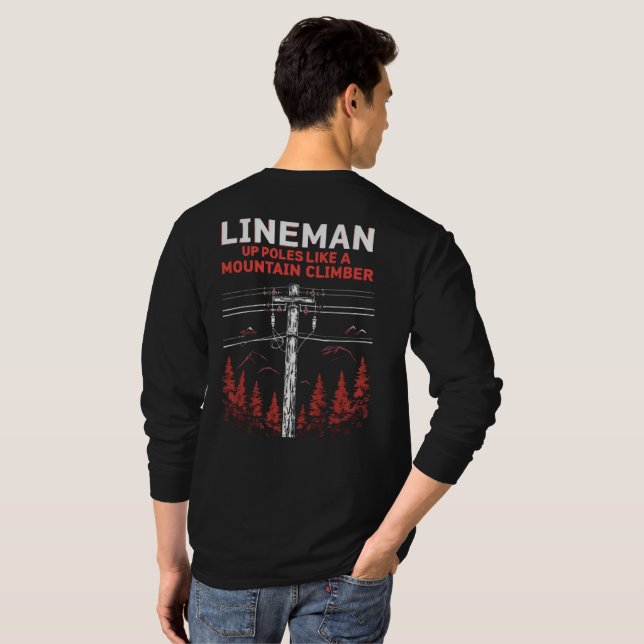 Camiseta Lineman Humor: Poloneses em Cima como um Clima de  (Parte Traseira Completa)