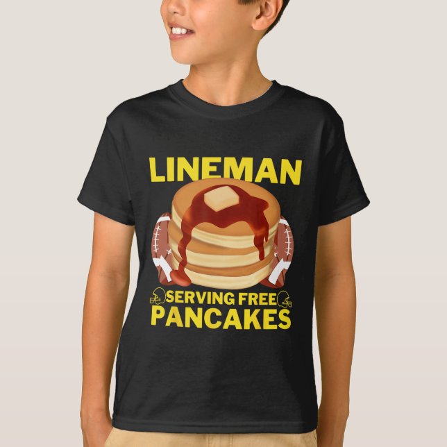 Camiseta Lineman Servindo Pancakes Football Lineman (Frente)