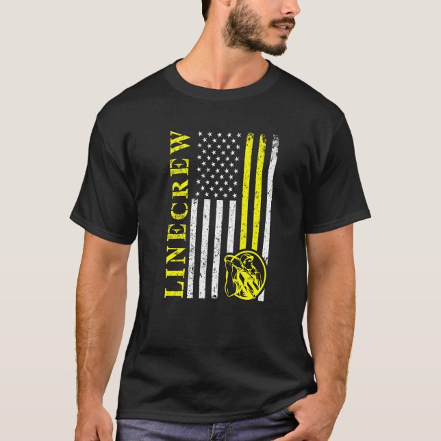 Camiseta Lineman Usa Flag American Electronics Engenheiro C (Frente)