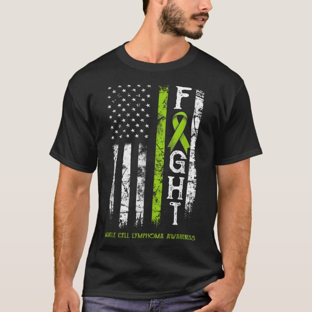 Camiseta Linfoma do Mantle Cell Warrior USA Flag (Frente)