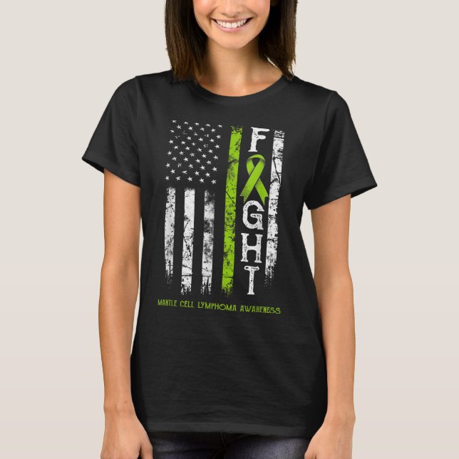 Camiseta Linfoma do Mantle Cell Warrior USA Flag (Frente)