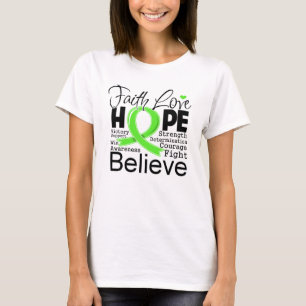 Camiseta Linfoma Não-Hodgkin Fé Amor Esperança Tipográfica
