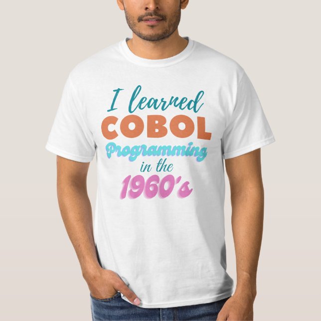 Camiseta Língua de programação Cobol nos anos 60 (Frente)