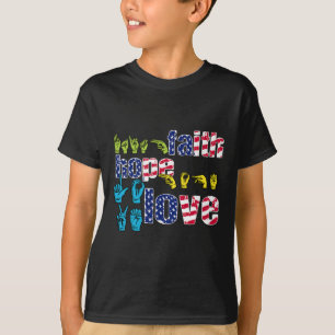 Camiseta Língua de sinais americana 4 de julho Faith Hope L