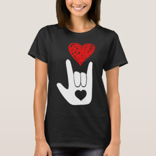 Camiseta Língua de Sinais Americana Asl Sinal de Mão de Amo