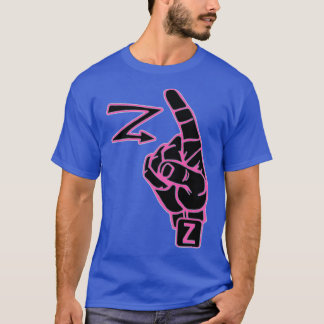 Camiseta Língua de sinais americana Carta Z cor-de-rosa
