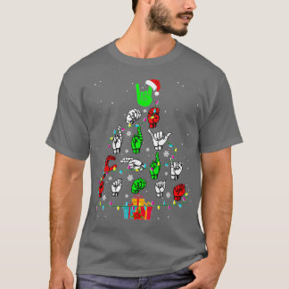 Camiseta Língua de Sinais Árvore de Natal Feliz presentes d