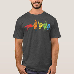 Camiseta Língua de sinais Engraçado Arco-íris Bandeira Gay