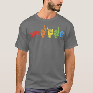 Camiseta Língua de sinais Engraçado Arco-íris Gay LGBT Surd