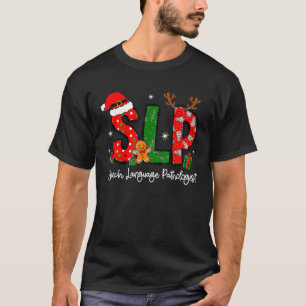 Camiseta Língua falante do patologista Reindeer Santa Hat S