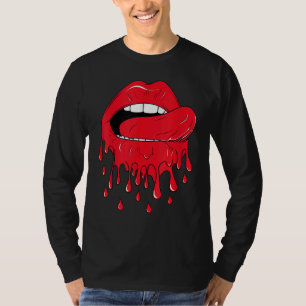 Camiseta Língua Lambendo Lábios Vermelhos Derretidos Vintag
