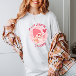 Camiseta Linguagem de Amor é Sarcasmo Cute Anti Valentine D